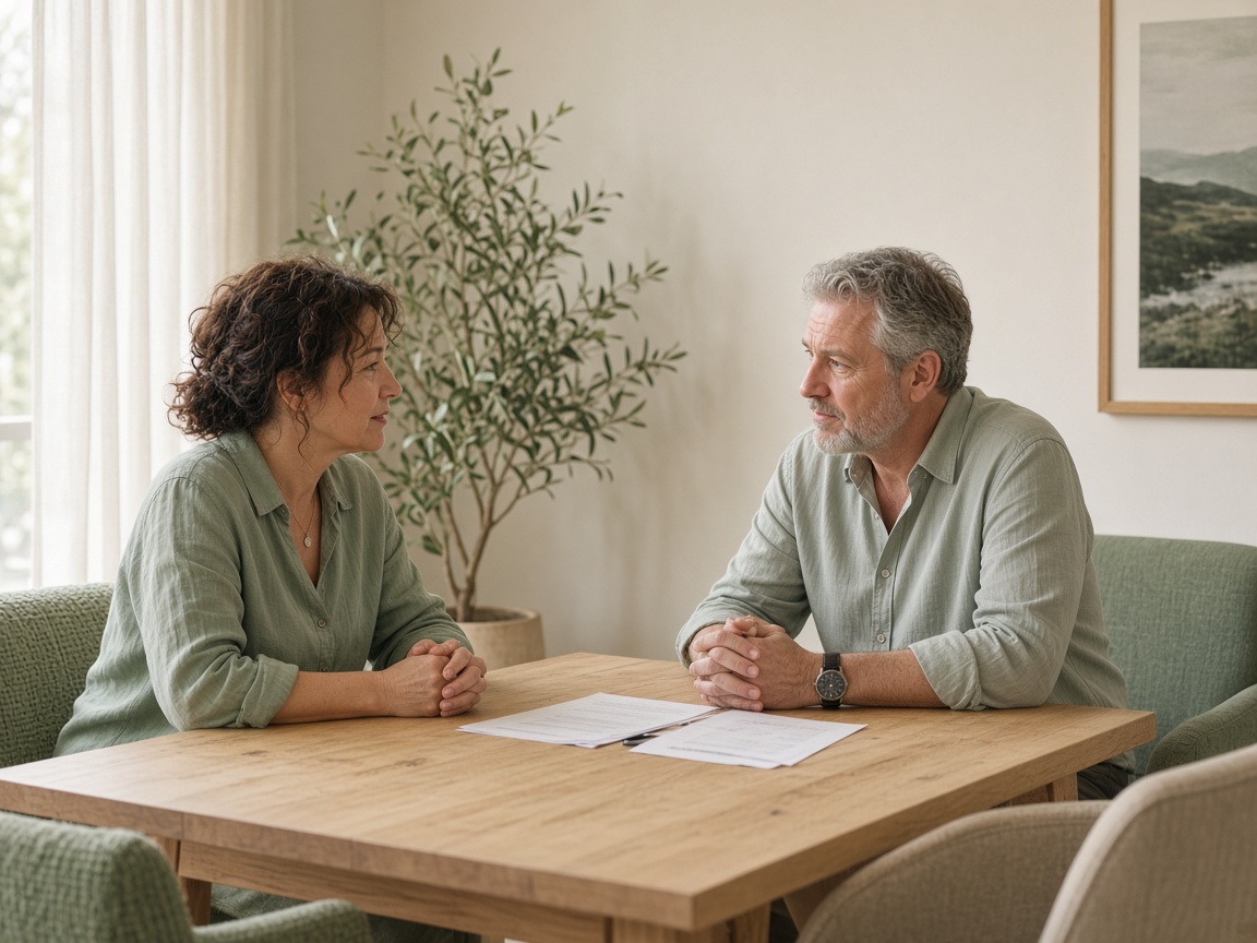 Calm negotiation across a timber table