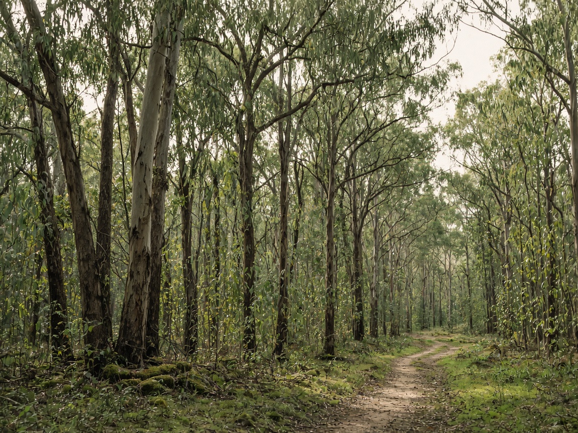 Eucalyptus path in morning light