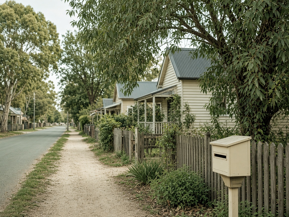Quiet regional street and letterboxes